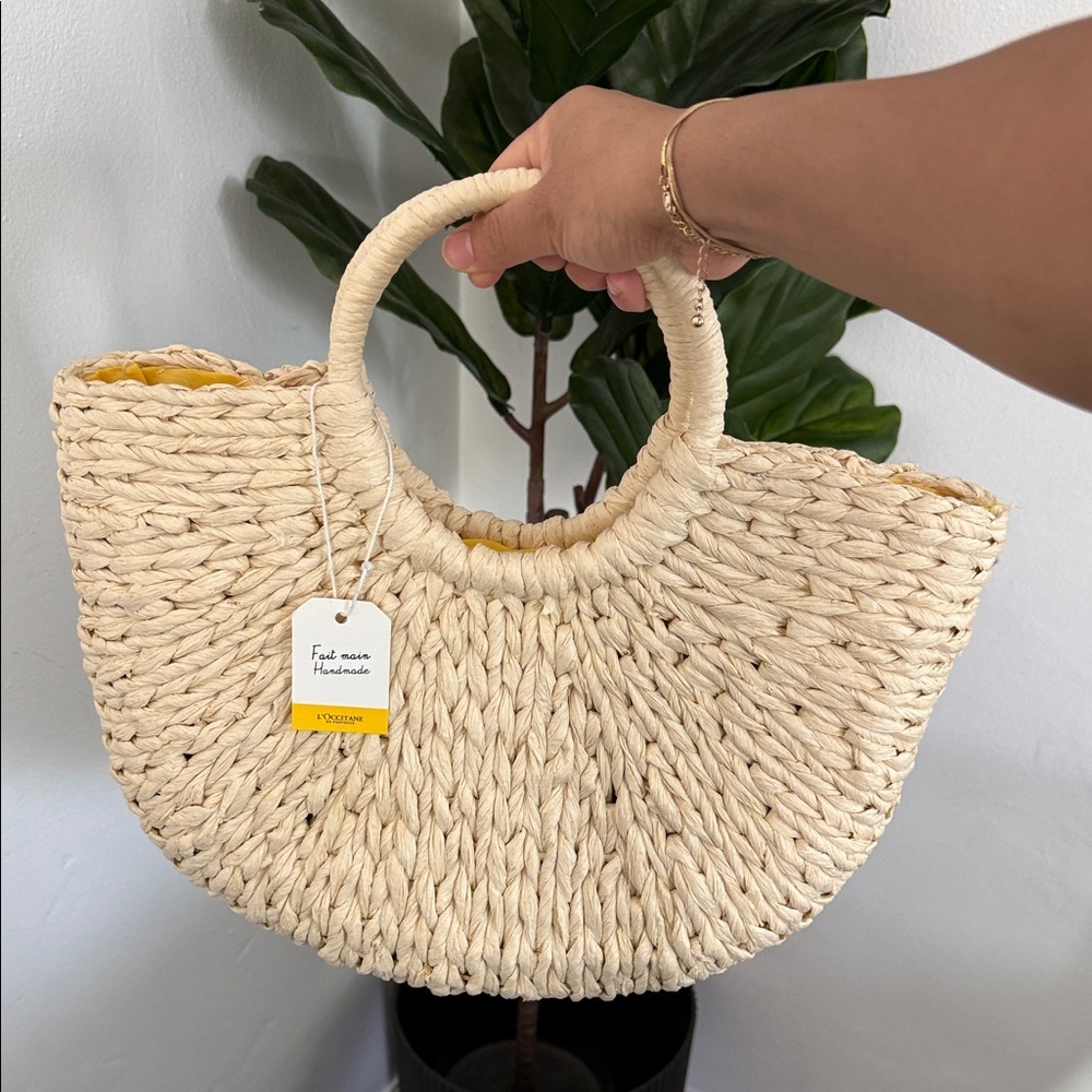 L'OCCITANE Natural Handmade Chic Straw Boho Vacation Tote Bag